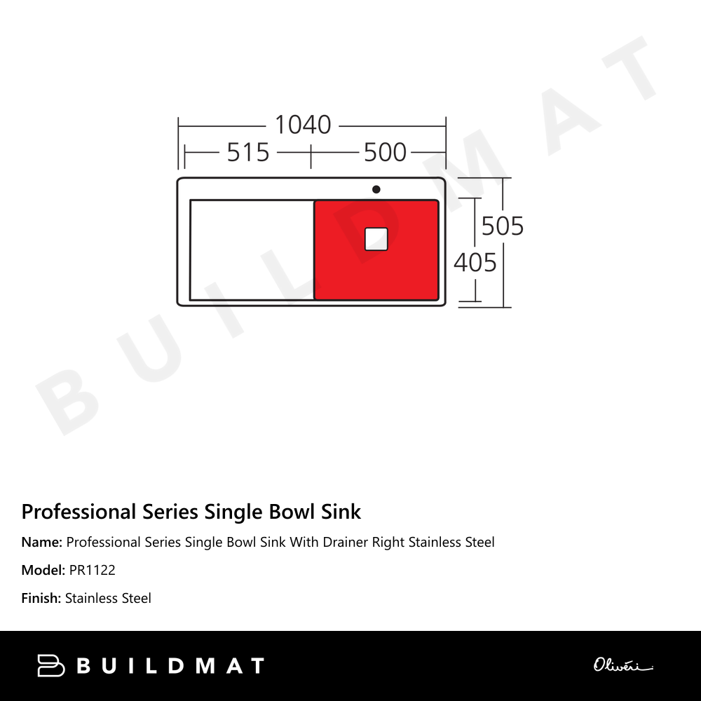 Professional Series Single Bowl Sink With Drainer Right Stainless Steel