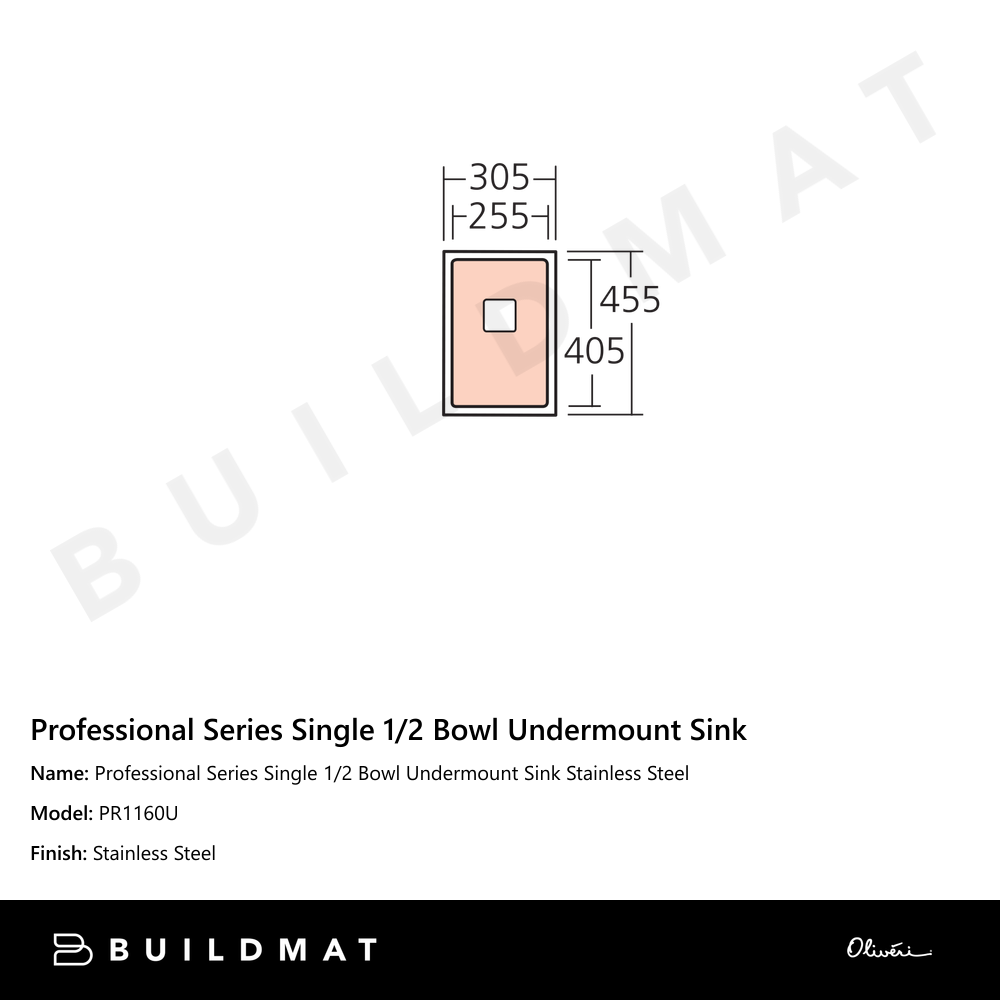 Professional Series Single 1/2 Bowl Undermount Sink Stainless Steel