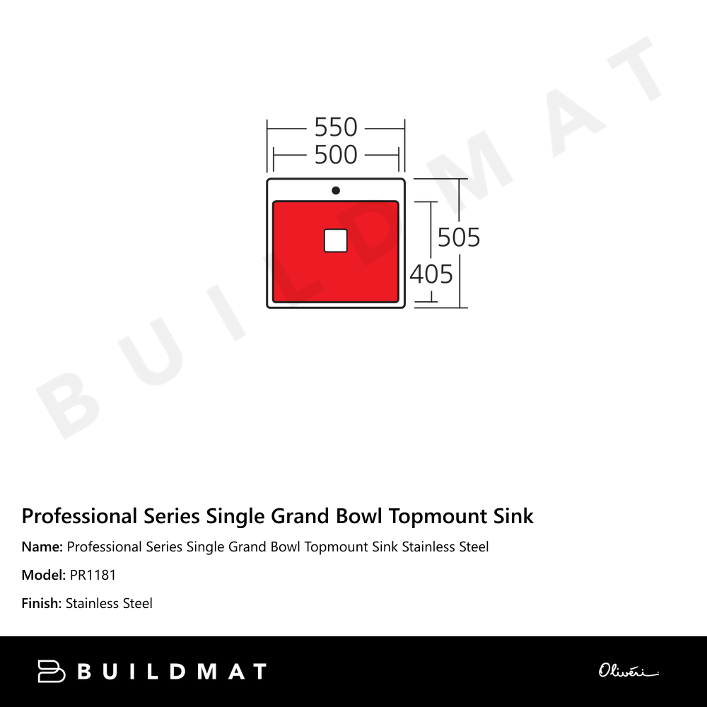 Professional Series Single Grand Bowl Topmount Sink Stainless Steel