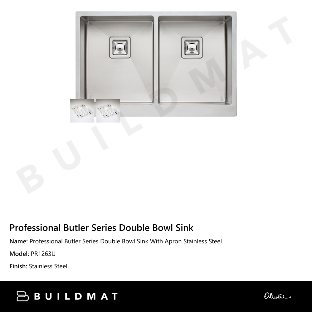 Professional Butler Series Double Bowl Sink With Apron Stainless Steel