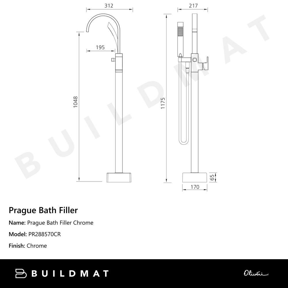 Prague Bath Filler Chrome