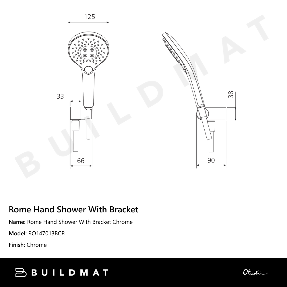 Rome Hand Shower With Bracket Chrome