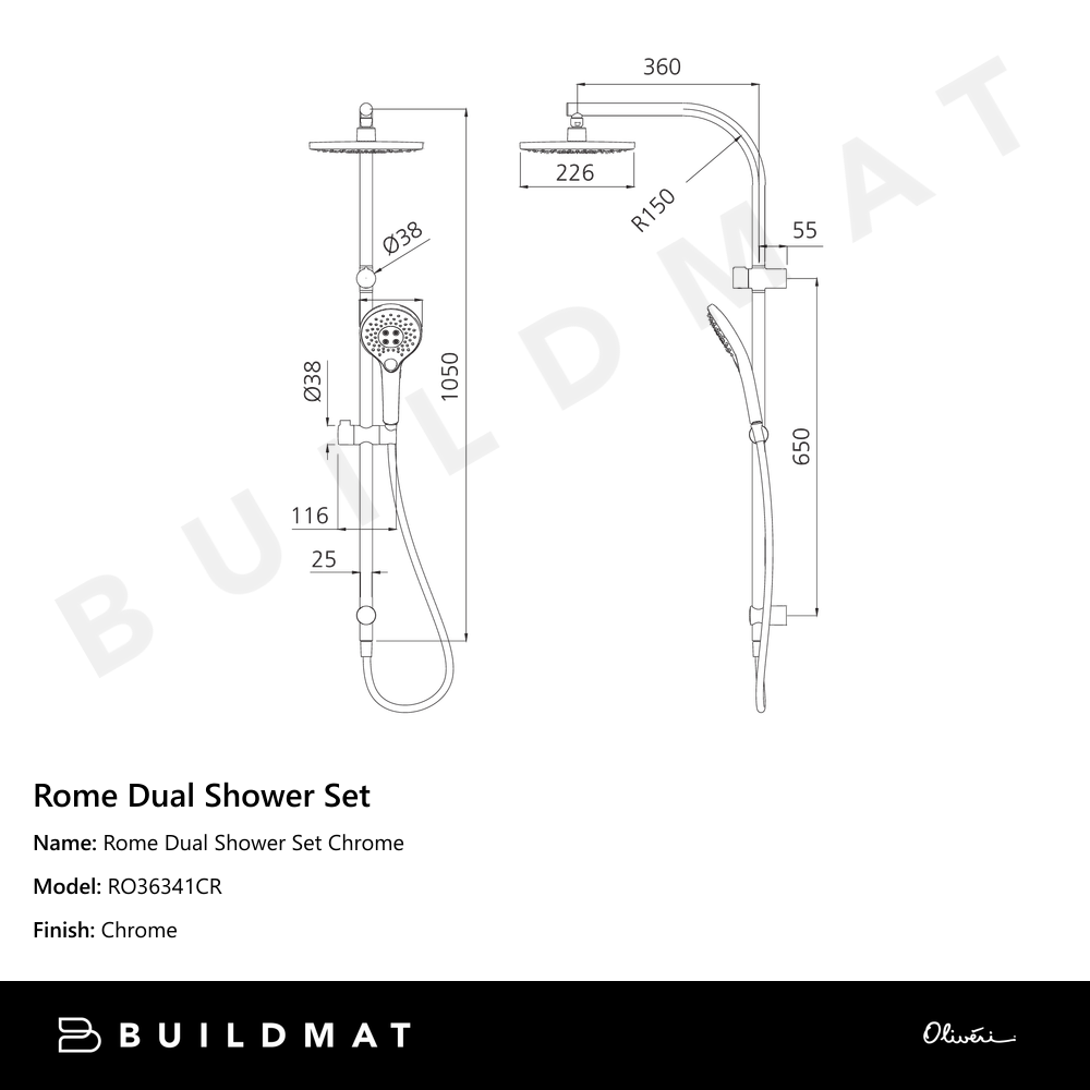 Rome Dual Shower Set Chrome