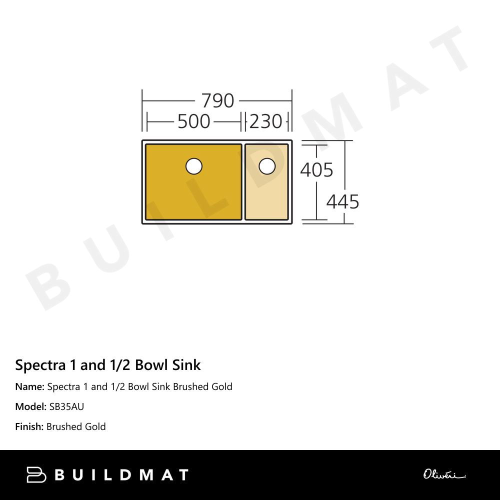 Spectra 1 And 1/2 Bowl Sink Brushed Gold