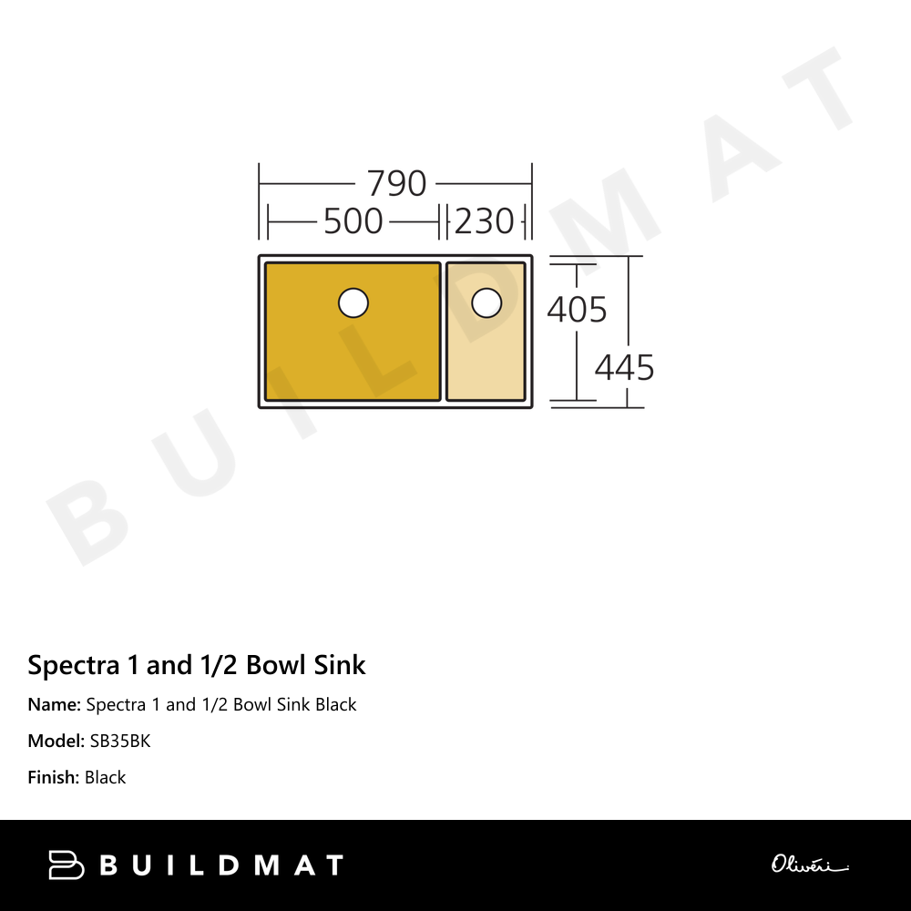 Spectra 1 And 1/2 Bowl Sink Black