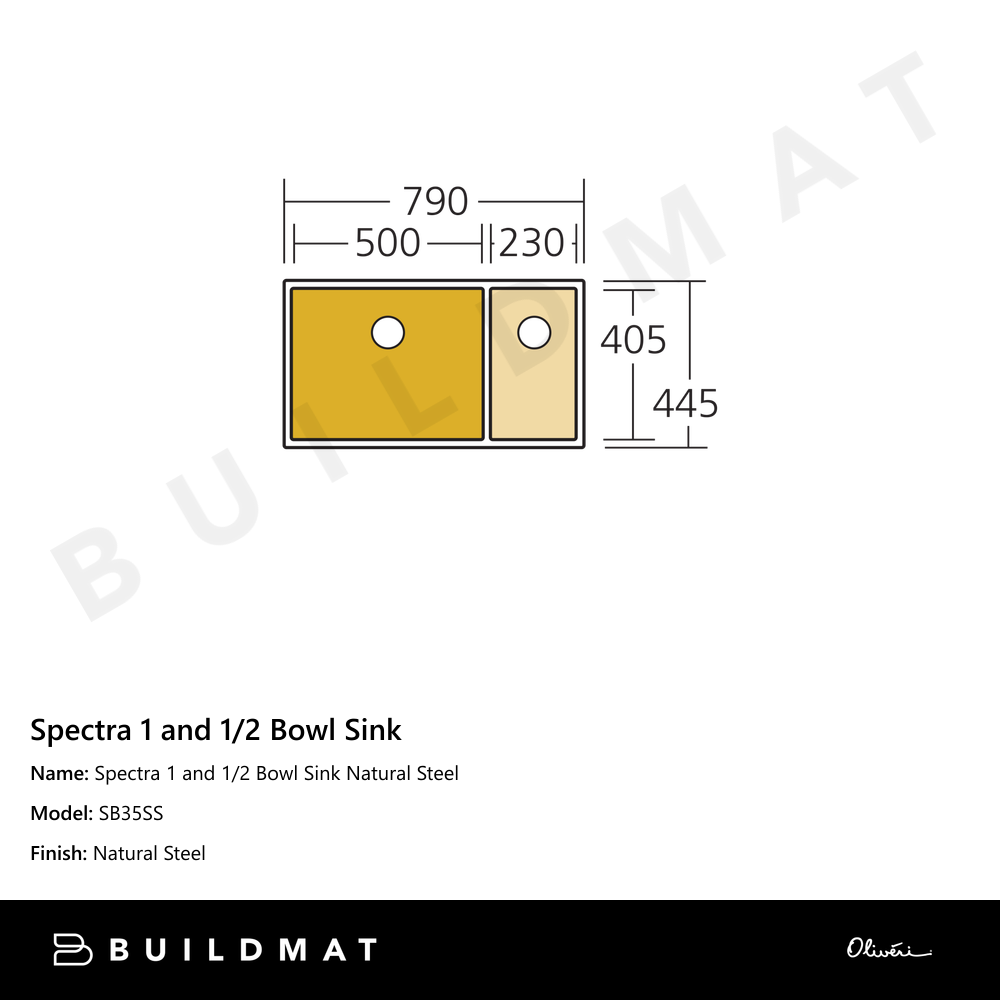 Spectra 1 And 1/2 Bowl Sink Natural Steel