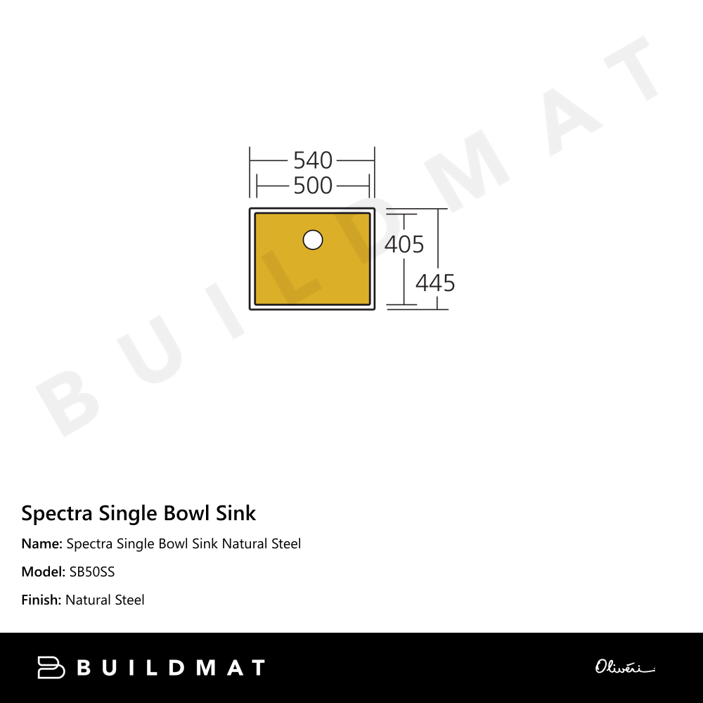 Spectra Single Bowl Sink Natural Steel