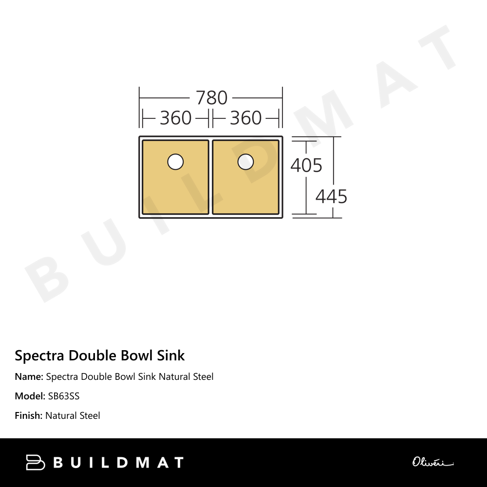 Spectra Double Bowl Sink Natural Steel