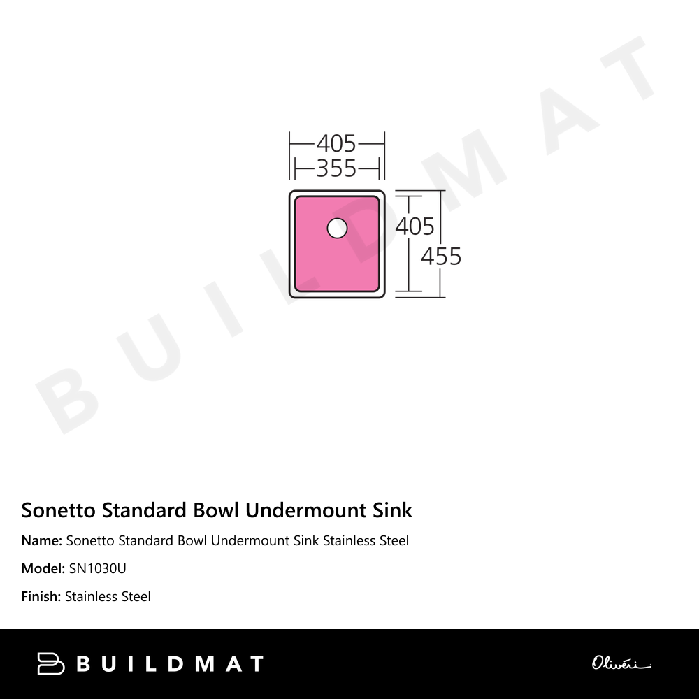 Sonetto Standard Bowl Undermount Sink Stainless Steel