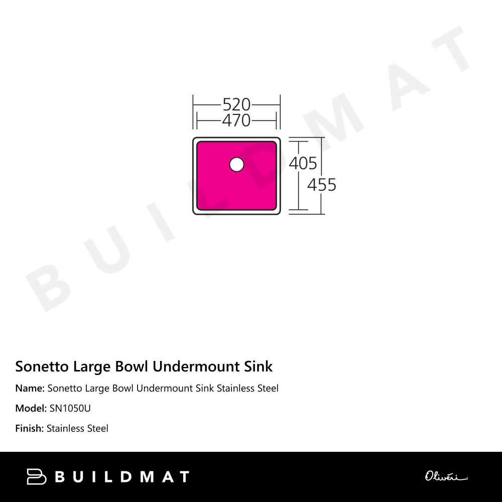 Sonetto Large Bowl Undermount Sink Stainless Steel