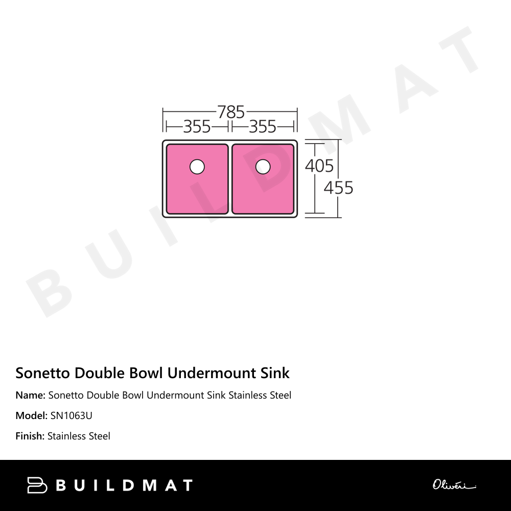 Sonetto Double Bowl Undermount Sink Stainless Steel