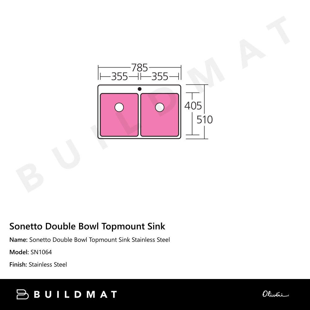 Sonetto Double Bowl Topmount Sink Stainless Steel