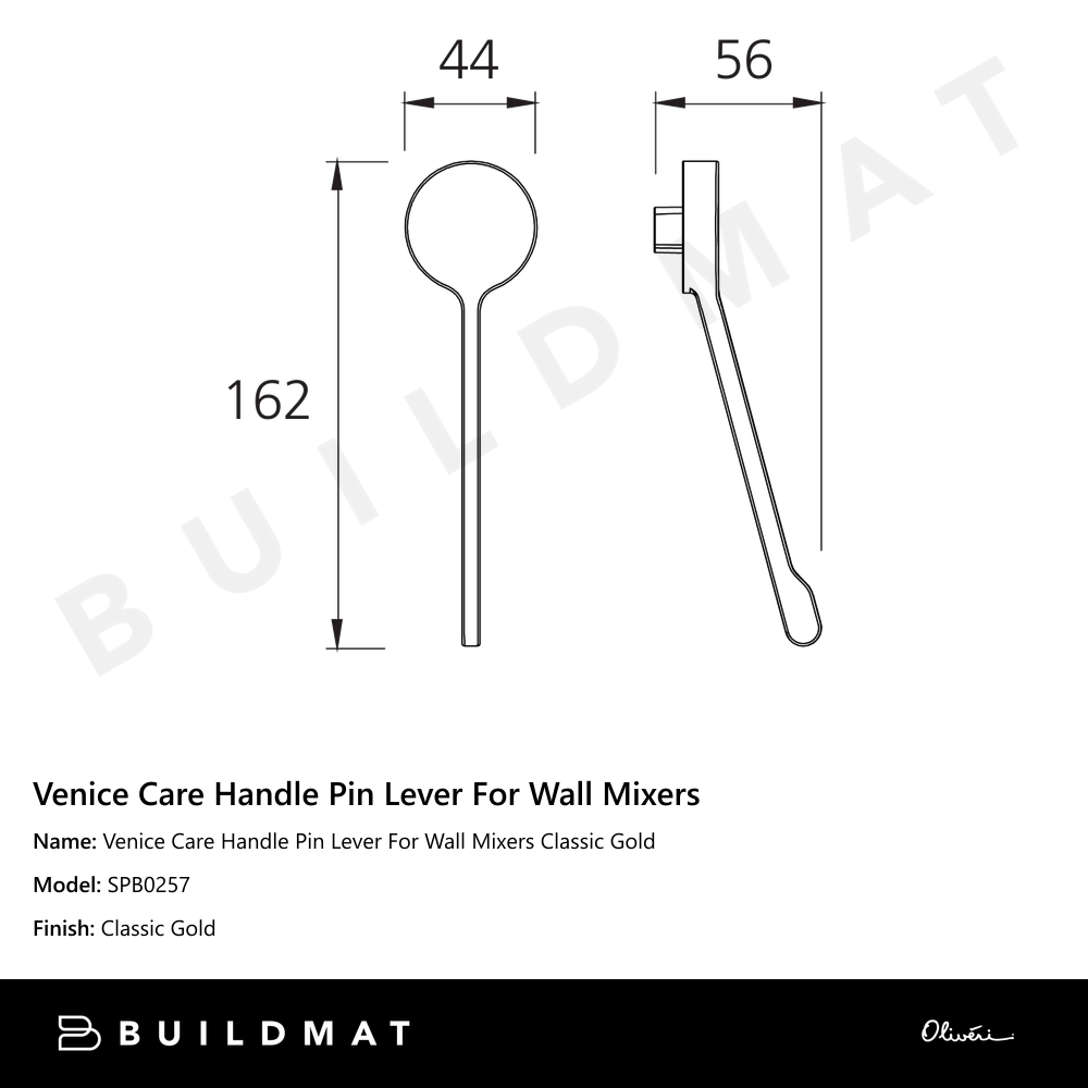 Venice Care Handle Pin Lever For Wall Mixers Classic Gold