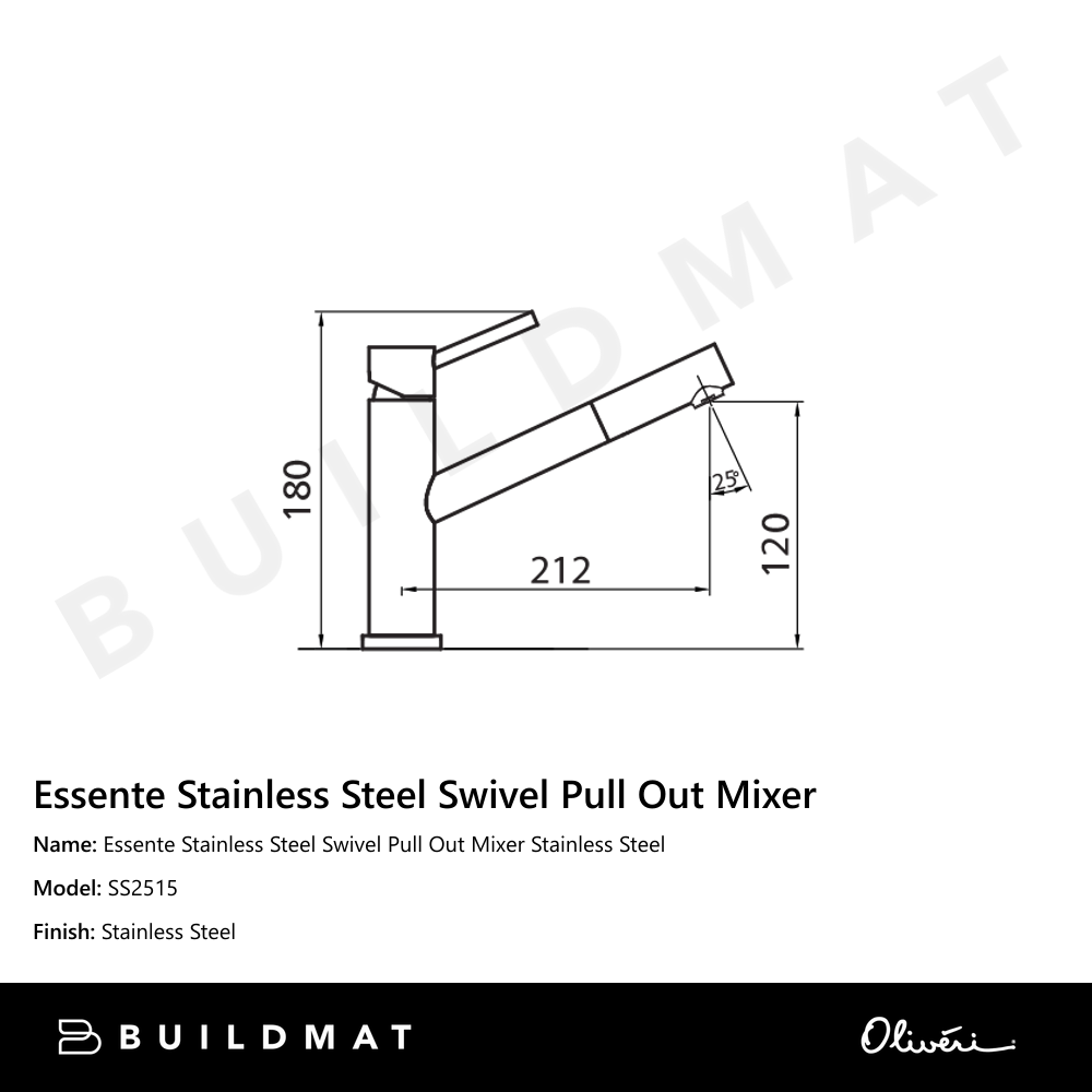 Essente Stainless Steel Swivel Pull Out Mixer Stainless Steel