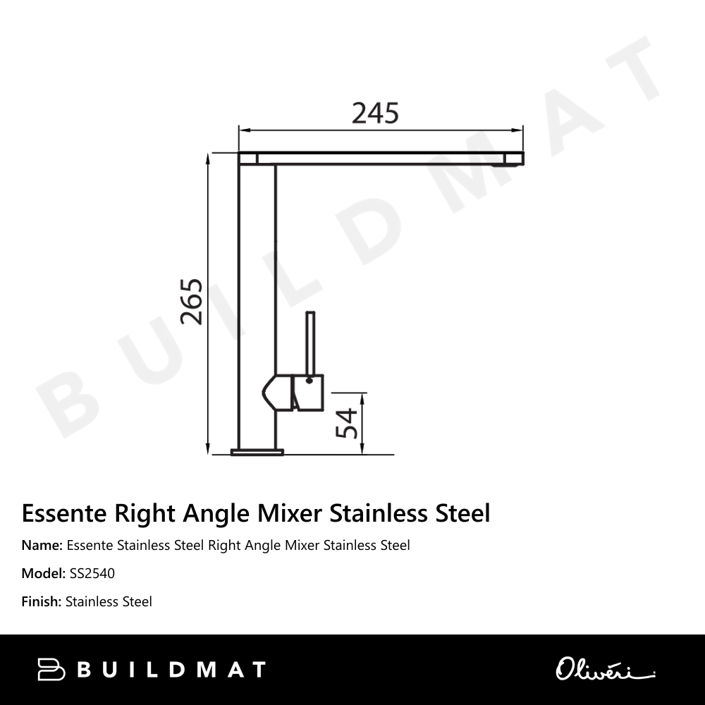 Essente Stainless Steel Right Angle Mixer Stainless Steel