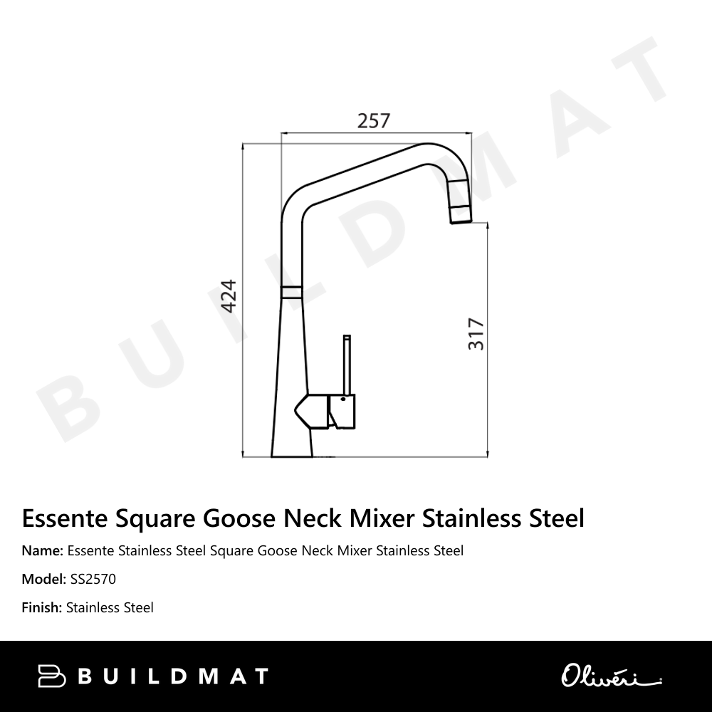 Essente Stainless Steel Square Goose Neck Mixer Stainless Steel