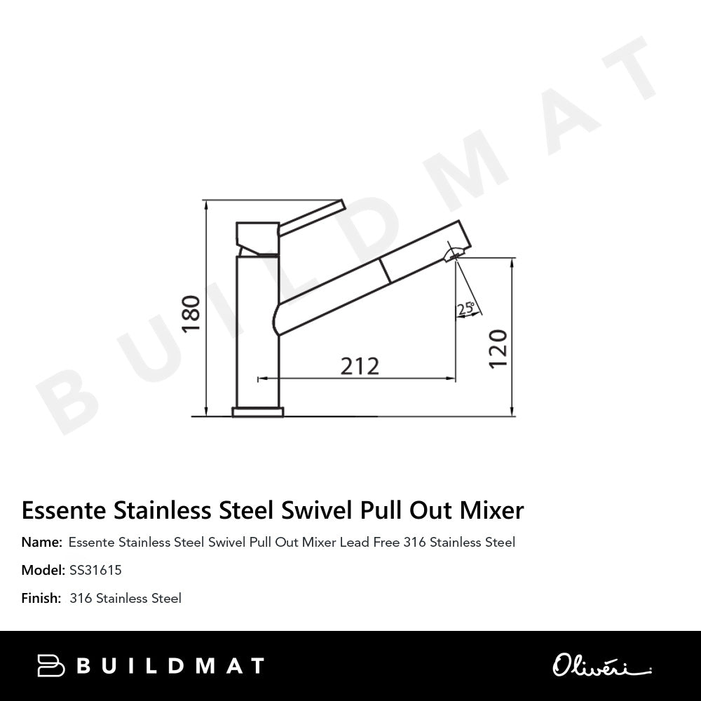 Essente 316 Stainless Steel Swivel Pull Out Mixer Lead Free