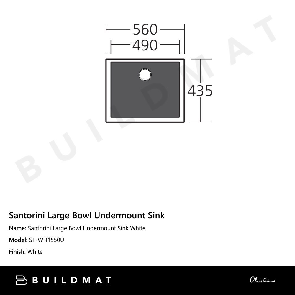 Santorini Large Bowl Undermount Sink White