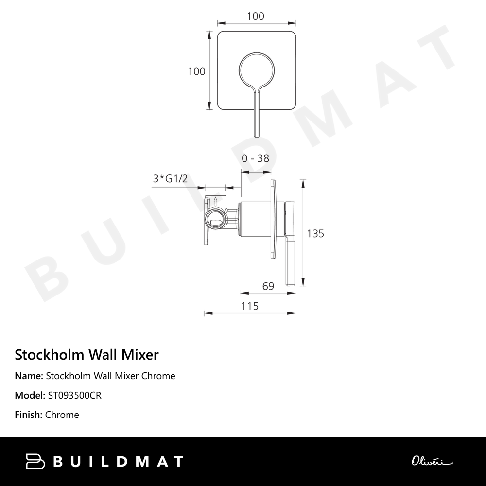 Stockholm Wall Mixer Chrome