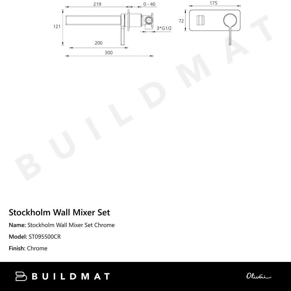 Stockholm Wall Mixer Set Chrome