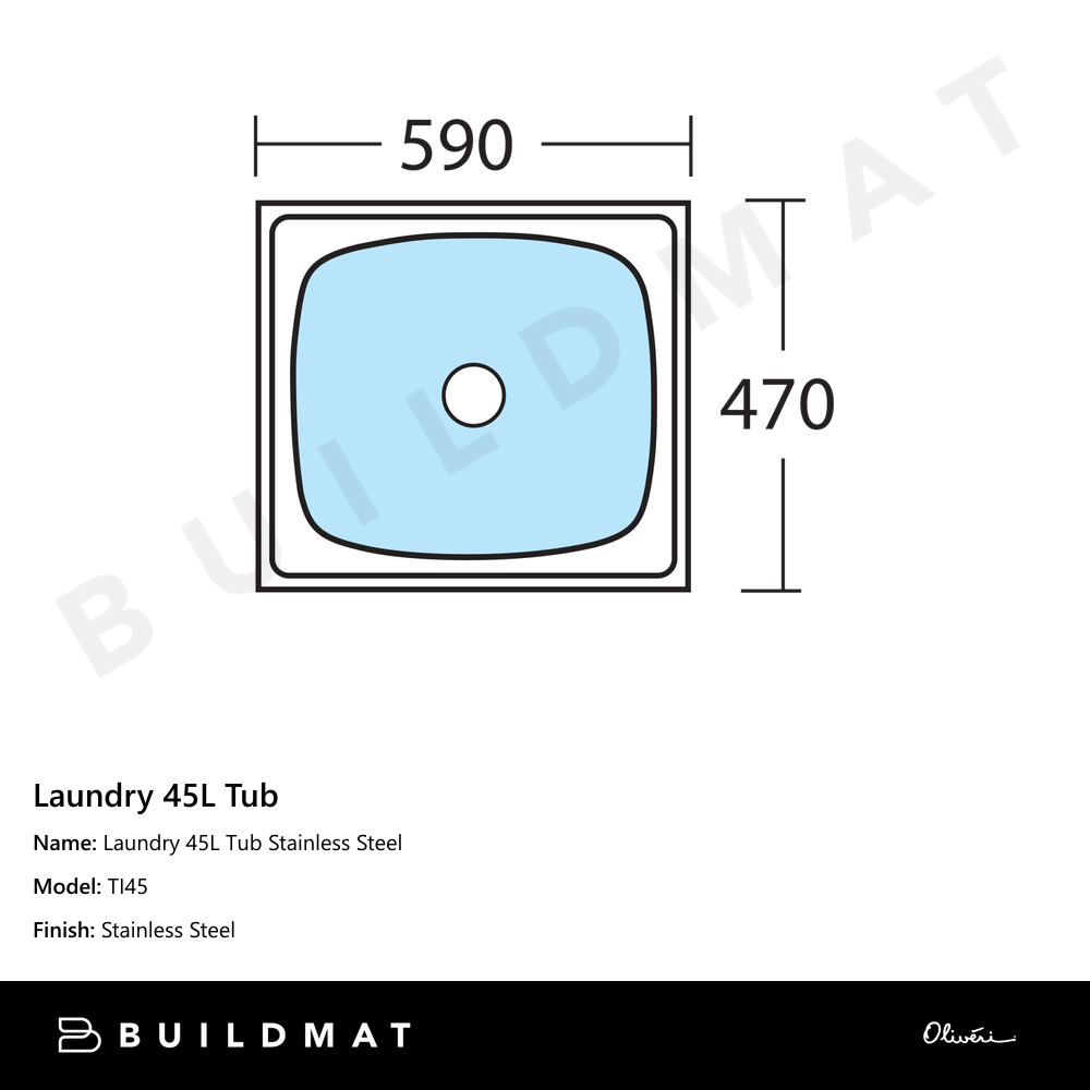 Laundry 45L Tub Stainless Steel