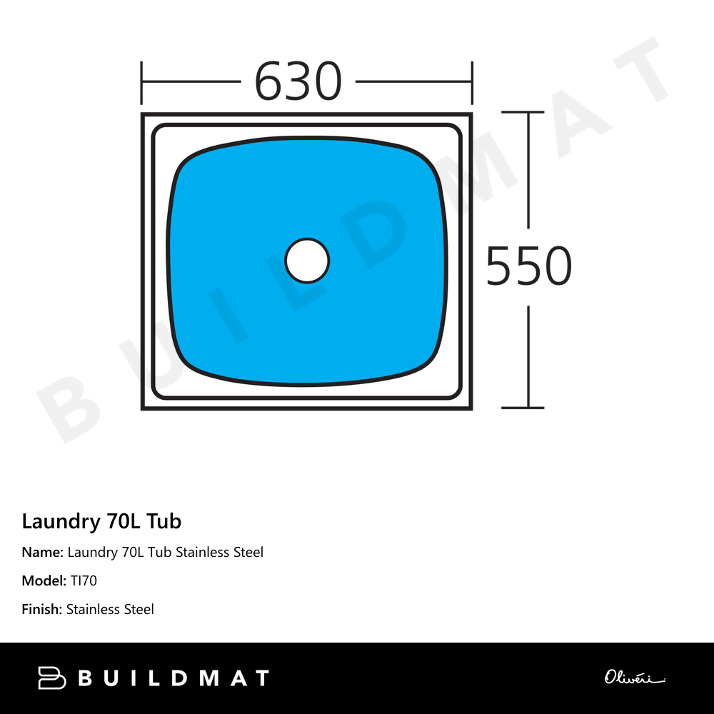 Laundry 70L Tub Stainless Steel