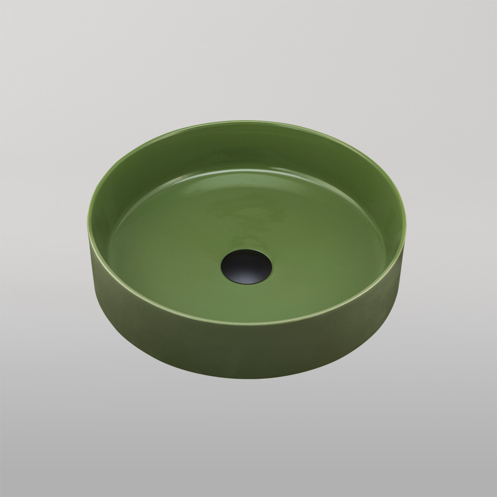 Terzofoco Short Circular Counter Top Basin Olive Green