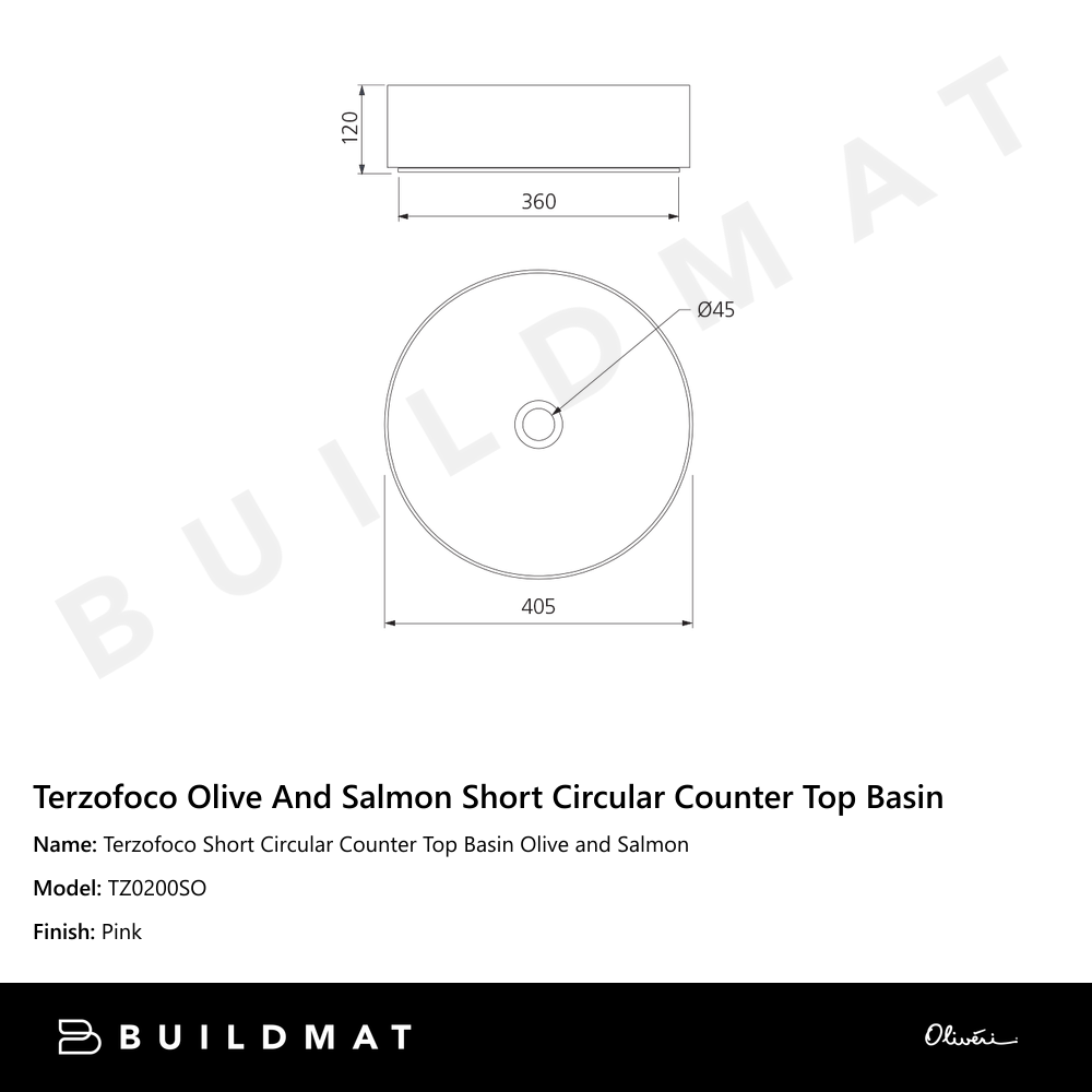 Terzofoco Short Circular Counter Top Basin Olive and Salmon