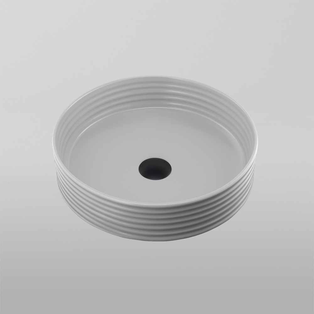 Terzofoco Ribbed Short Circular Counter Top Basin Grey