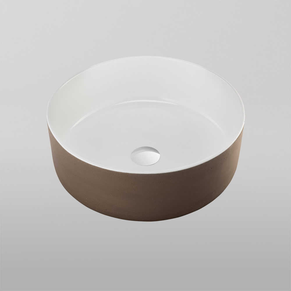 Terzofoco Natural Earth And Circular Counter Top Basin White