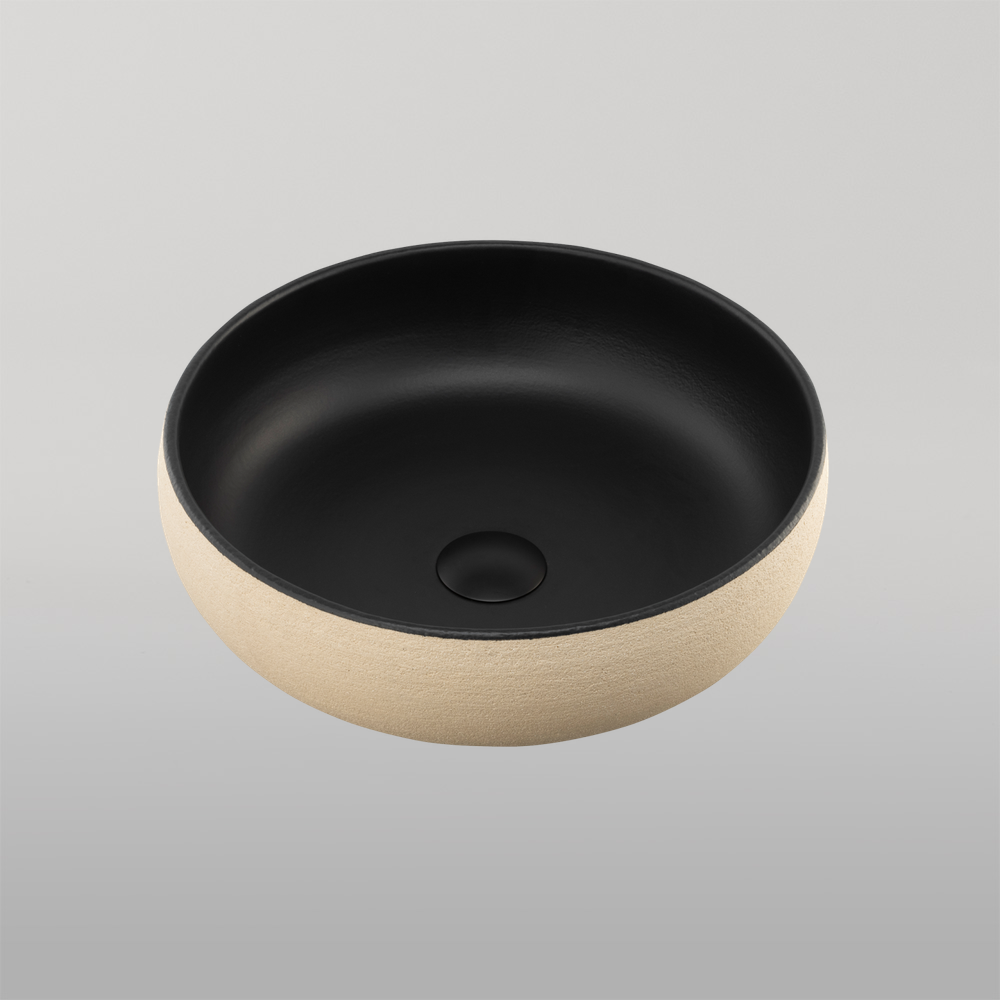 Terzofoco Curved Counter Top Basin Light Earth and Matte Black