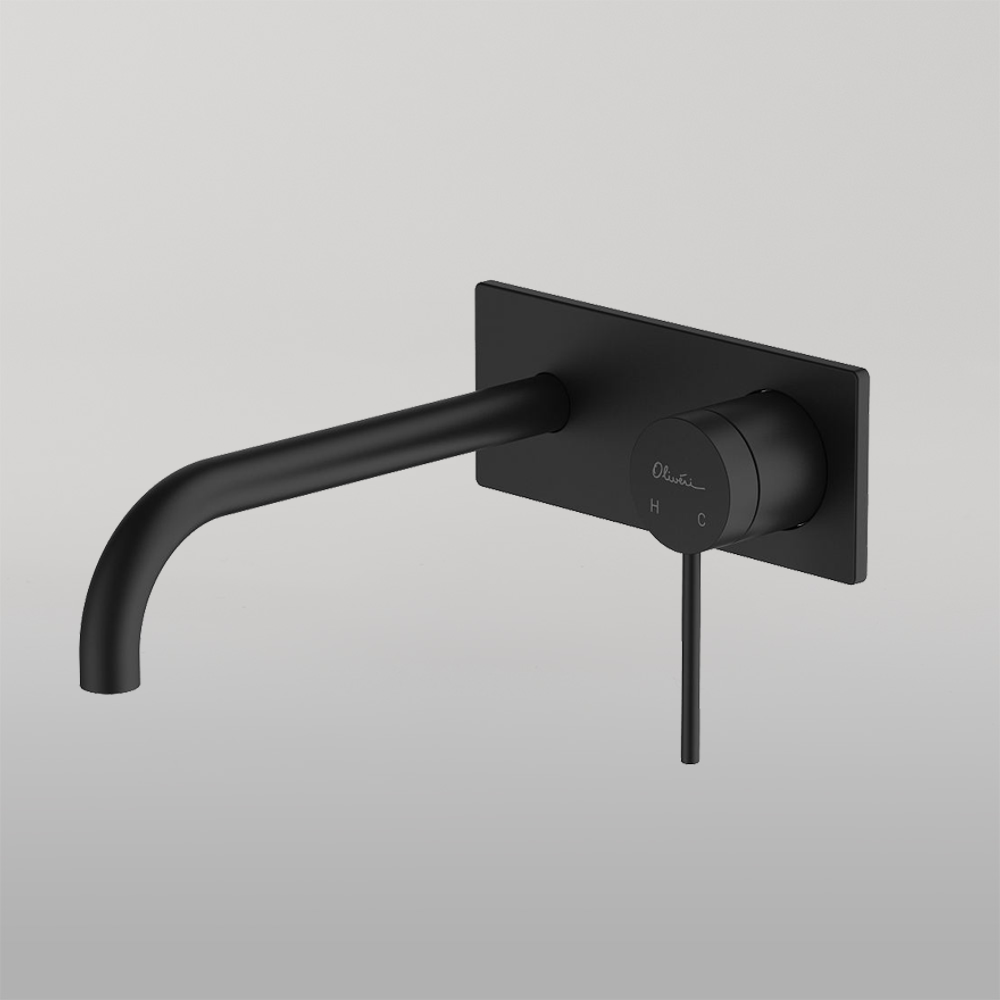 Venice Curved Wall Mixer Set Matte Black