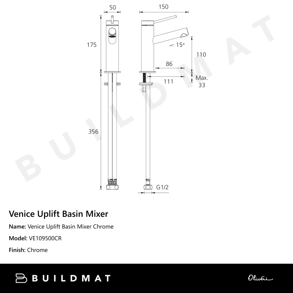 Venice Uplift Basin Mixer Chrome