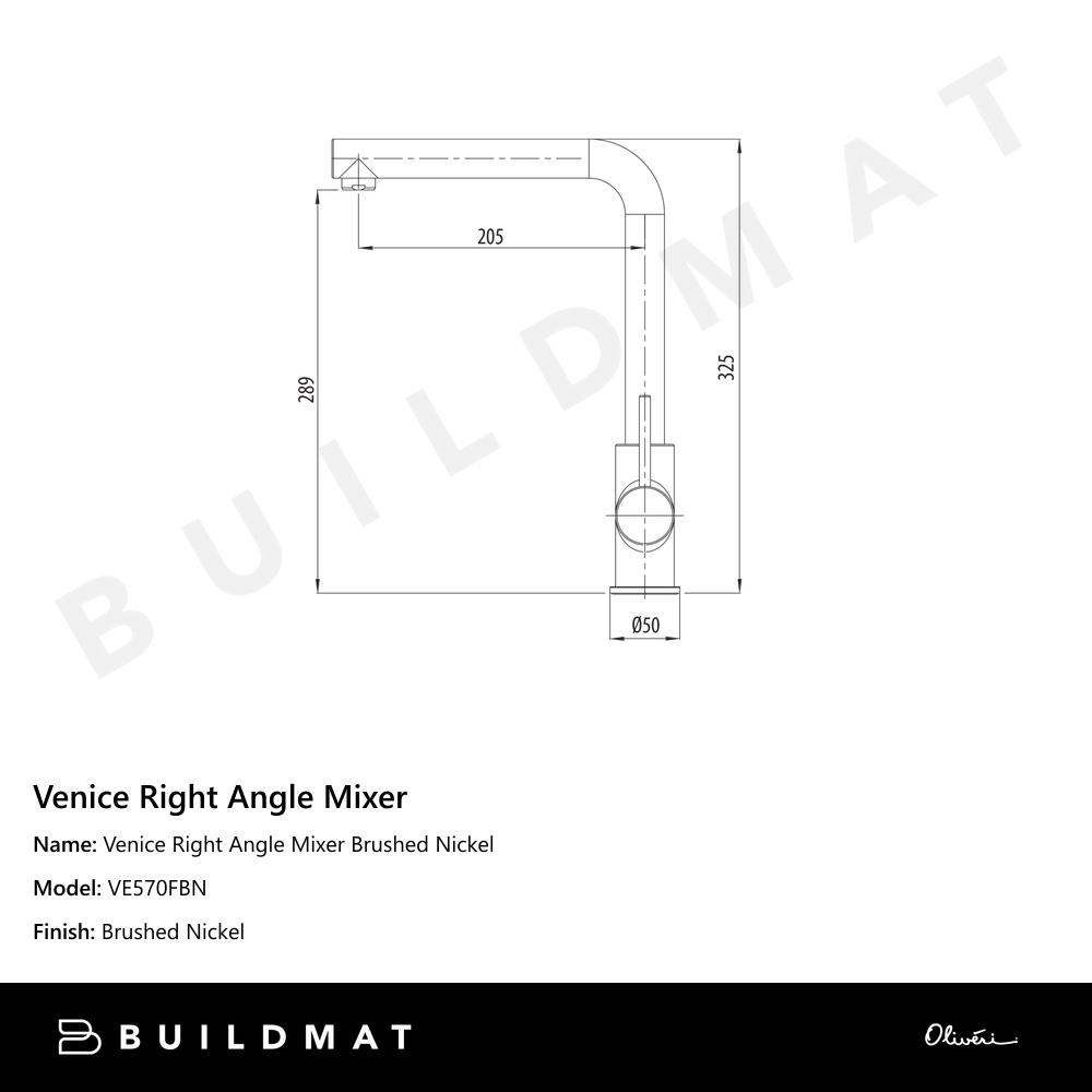 Venice Right Angle Mixer Brushed Nickel