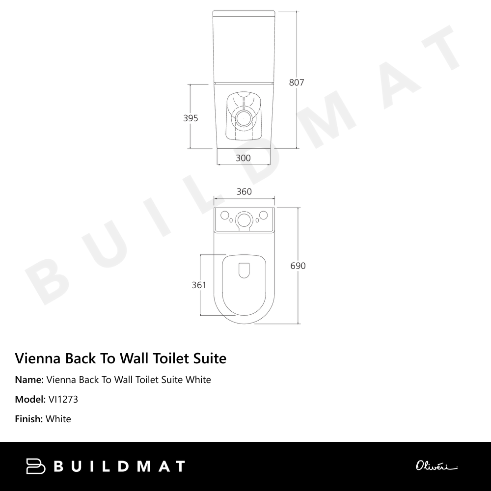 Vienna Back To Wall Toilet Suite White