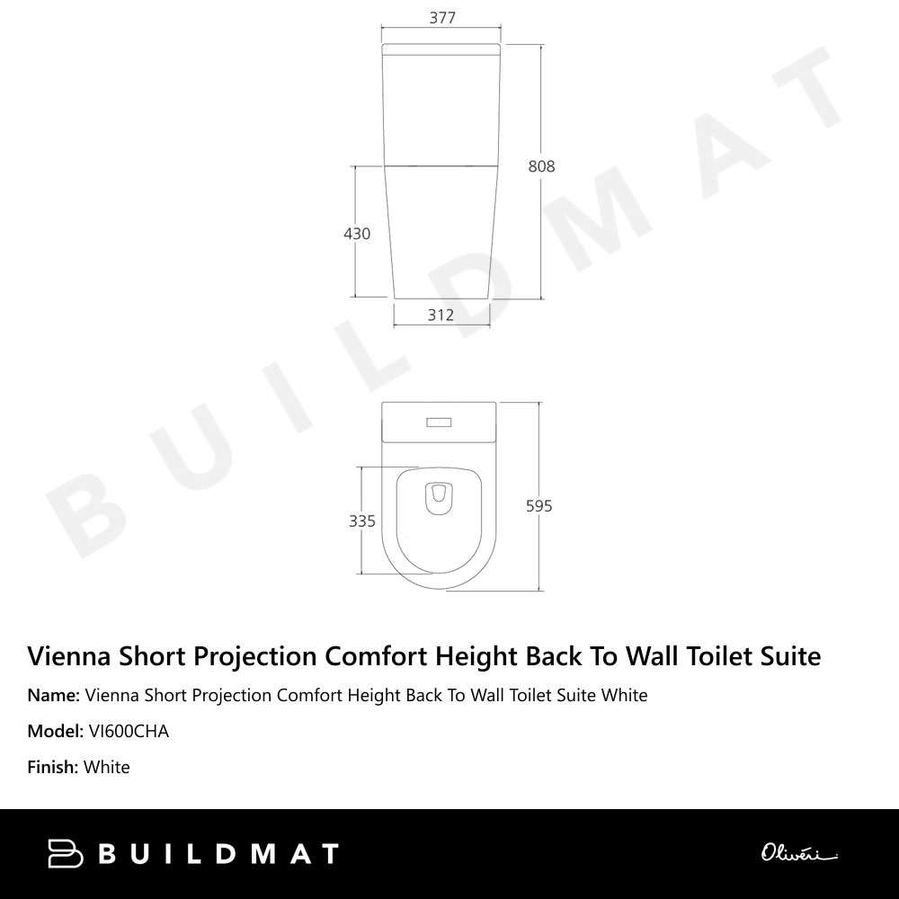 Vienna Short Projection Comfort Height Back To Wall Toilet Suite White