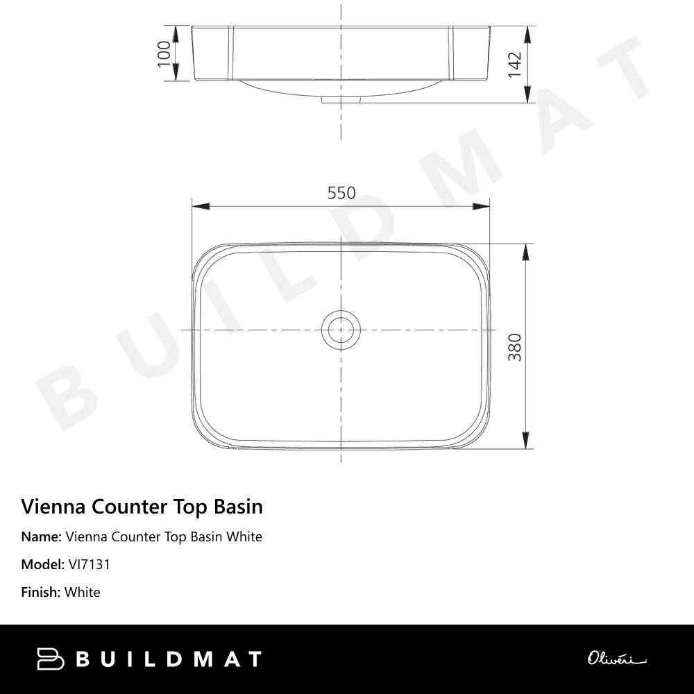 Vienna Counter Top Basin White