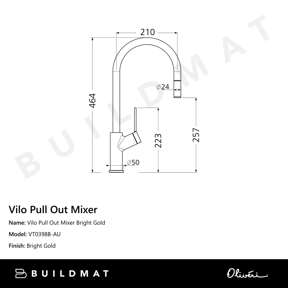 Vilo Pull Out Mixer Bright Gold