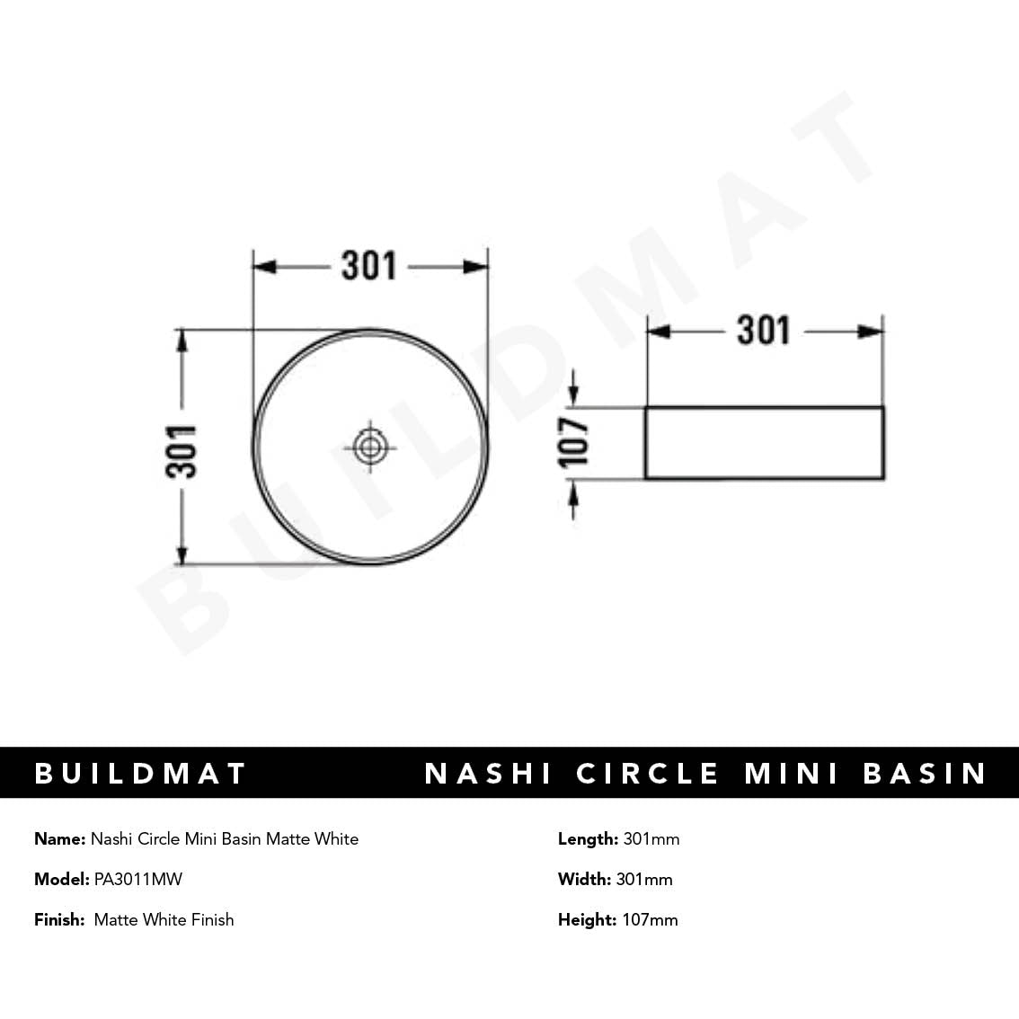 Nelly Matte White Circle Mini Basin