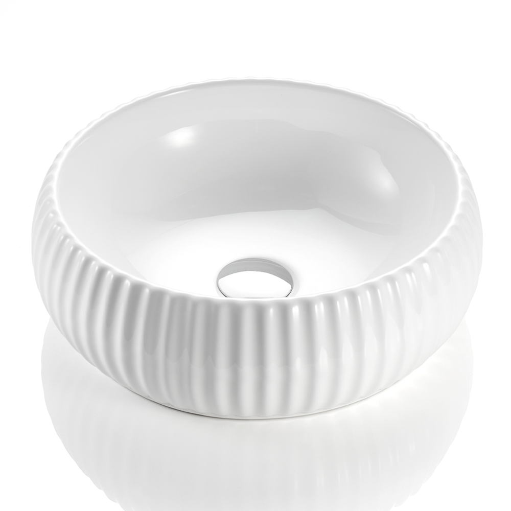 Lily Gloss White Fluted Basin