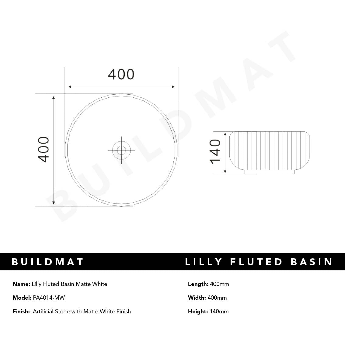 Lily Matte White Fluted Basin