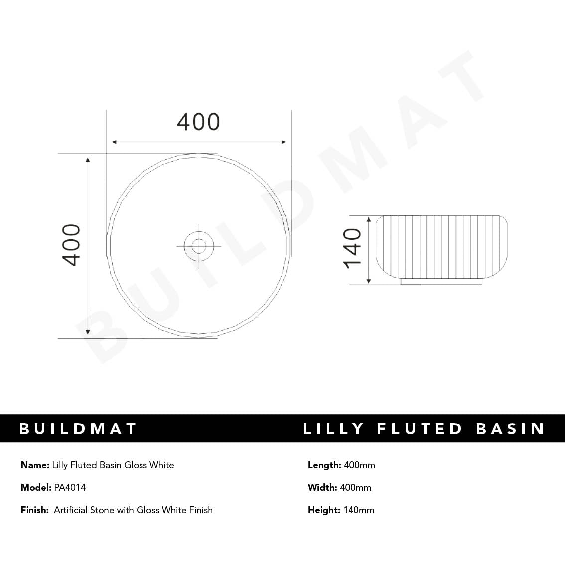 Lily Gloss White Fluted Basin