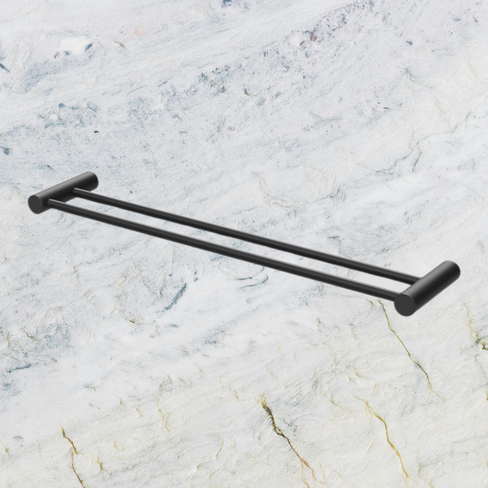 Vivid Slimline Double Towel Rail 600mm Matte Black