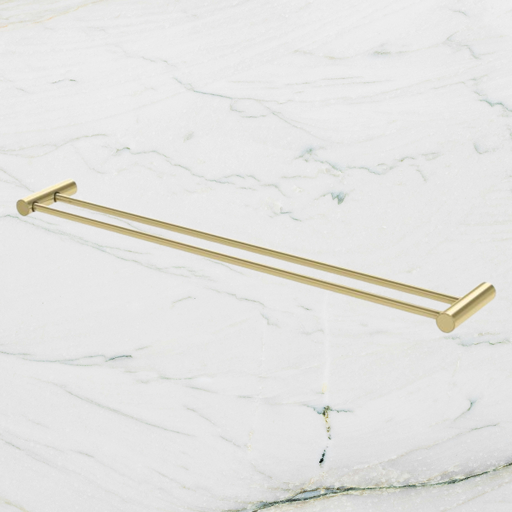 Vivid Slimline Double Towel Rail 800mm  Brushed Gold