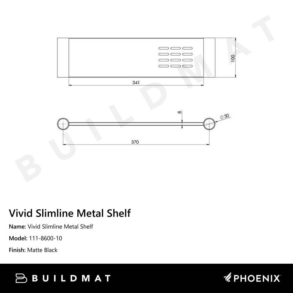 Vivid Slimline Metal Shelf Matte Black