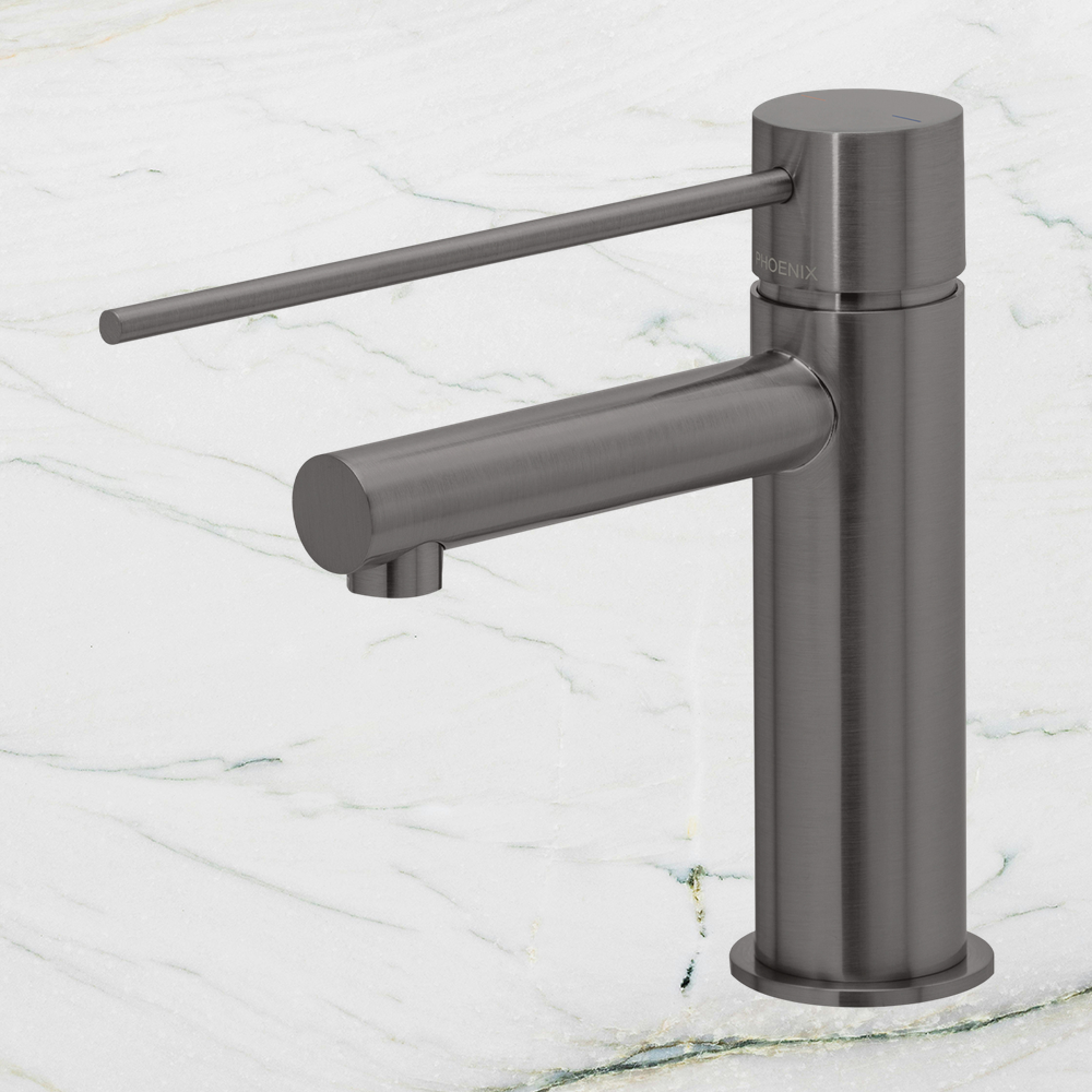 Vivid Slimline Basin Mixer with Extended Lever  Brushed Carbon