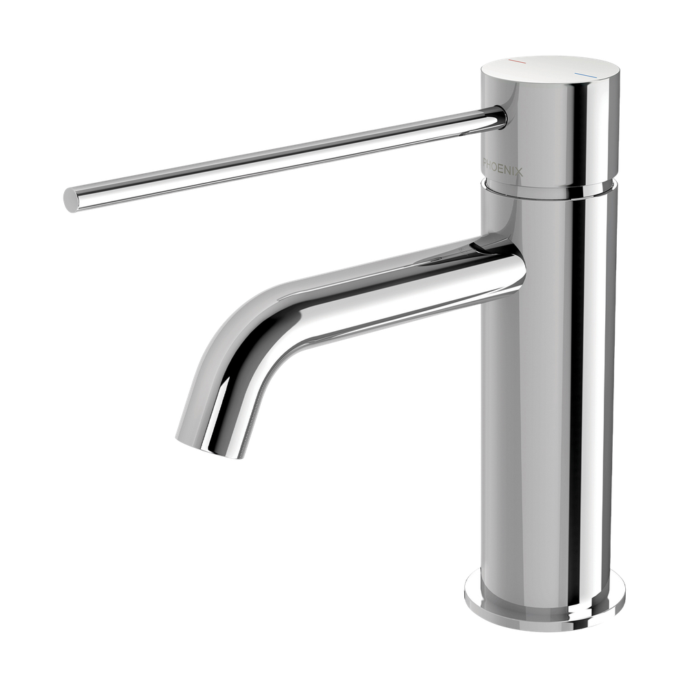 Vivid Slimline Basin Mixer Curved Outlet with Extended Lever  Chrome