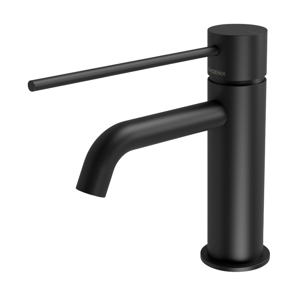 Vivid Slimline Basin Mixer Curved Outlet with Extended Lever  Matte Black