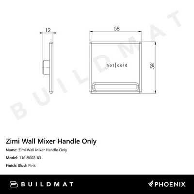 Zimi Wall Mixer Handle Only  Blush Pink