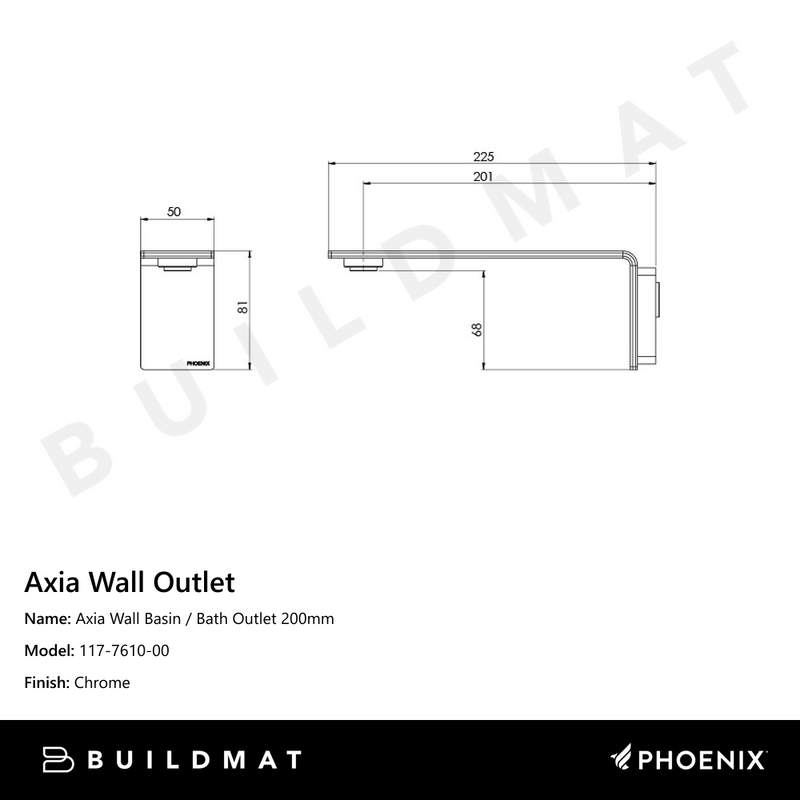 Axia Wall Basin / Bath Outlet 200mm Chrome